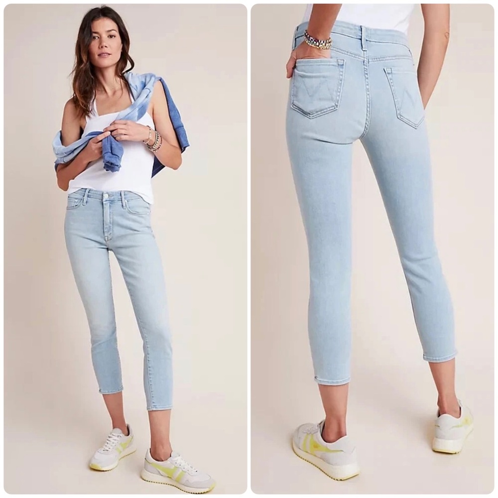 MOTHER The Looker Crop in Swimming Pool Sunday Blue Size 26